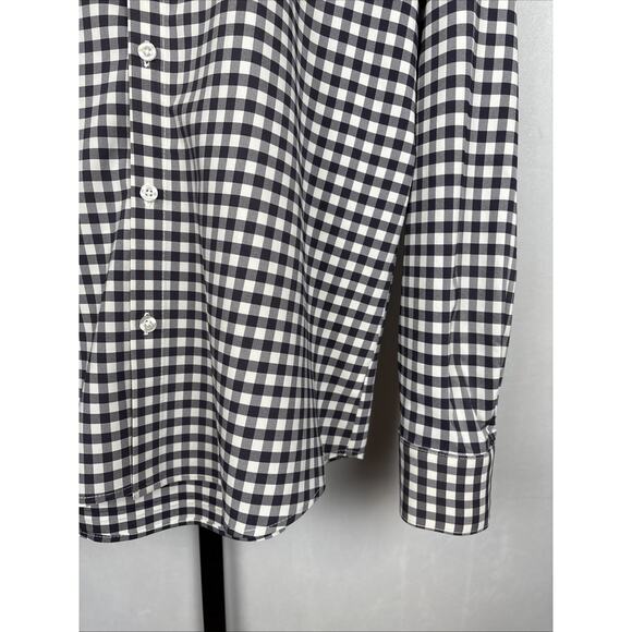Mizzen + Main Button Up Shirt Mens Medium Trim Fit Gray Gingham No Iron Workwear - Picture 5 of 12